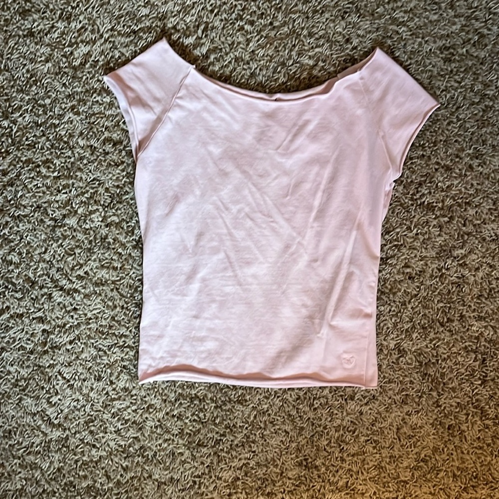 light pink boat neck tee